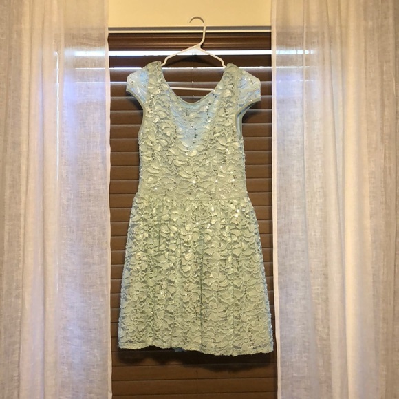Light Blue Lace and Sequin Dress - Picture 2 of 3